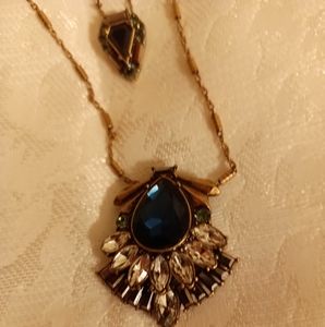 Chloe+Isabel double layer  blue green and white rhinestone. 2 necklaces